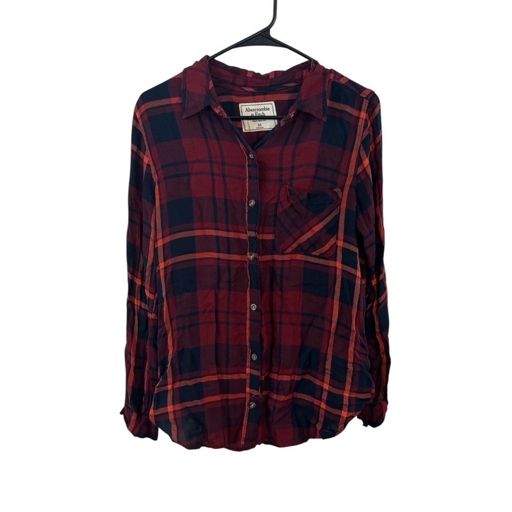 Abercrombie & Fitch Red and Navy Plaid Shirt women’s medium